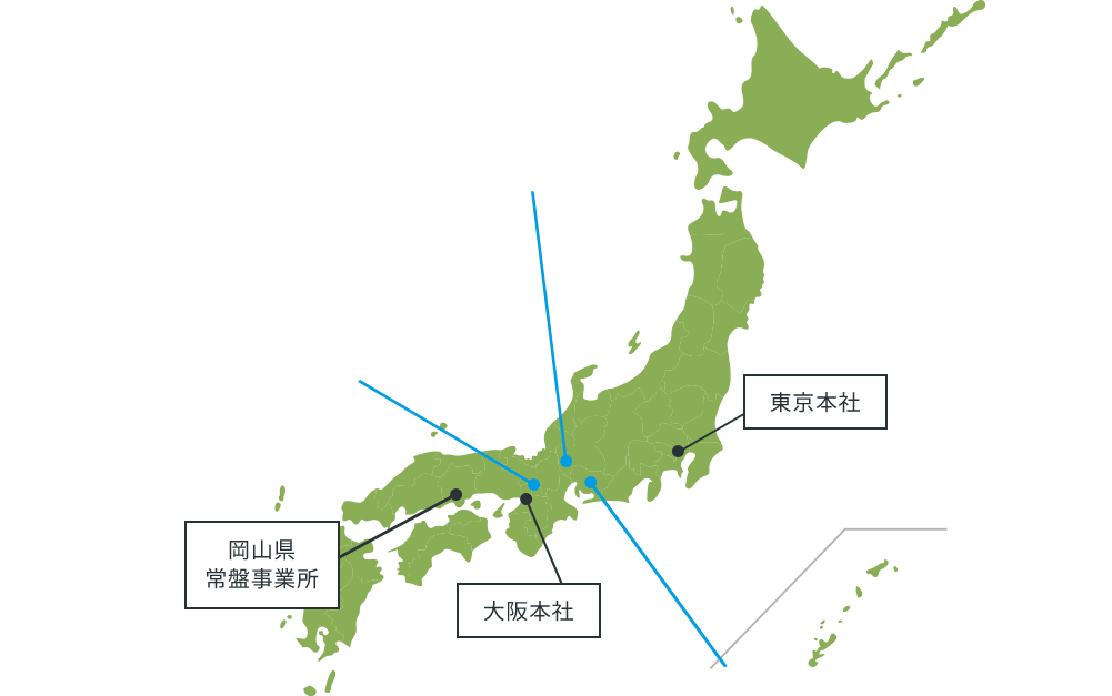 主な事業所　日本地図