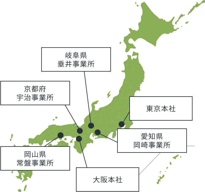 主な事業所　日本地図